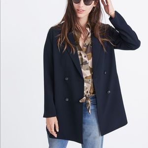 Madewell Caldwell Double Breast Blazer in Navy